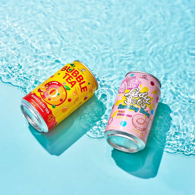 MADAM HONG - LADY BOBA BUBBLE TEA FRAISE ET PECHE CANETTE ALU 320ML x24