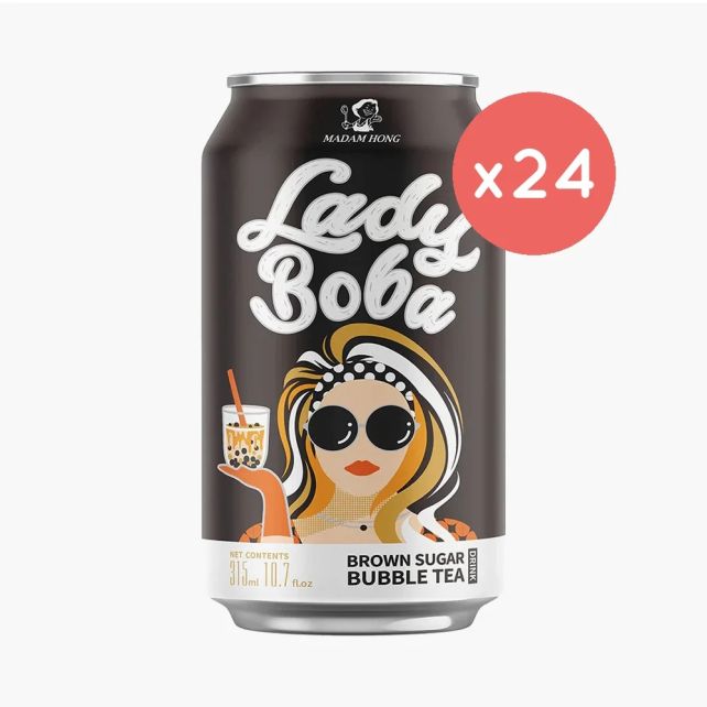 MADAM HONG - LADY BOBA BUBBLE TEA BROWN SUGAR CANETTE ALU 315ML x24