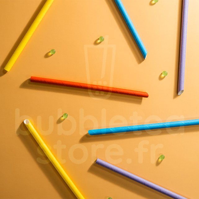 PAILLE PAPIER MIX COULEUR FLASHY EMBALLAGE INDIVIDUEL Ø12 L.200 MM x200